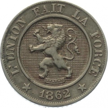 Belgien 10 Cents 1862 - Des Belges - Leopold I.